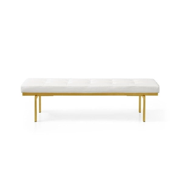 Banc rembourré en similicuir/métal doré Lawncrest