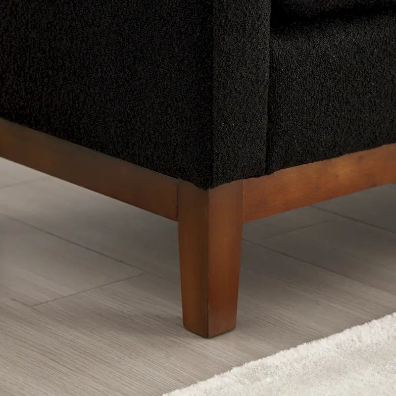 Banc rembourré pieds en bois et coussins traversins