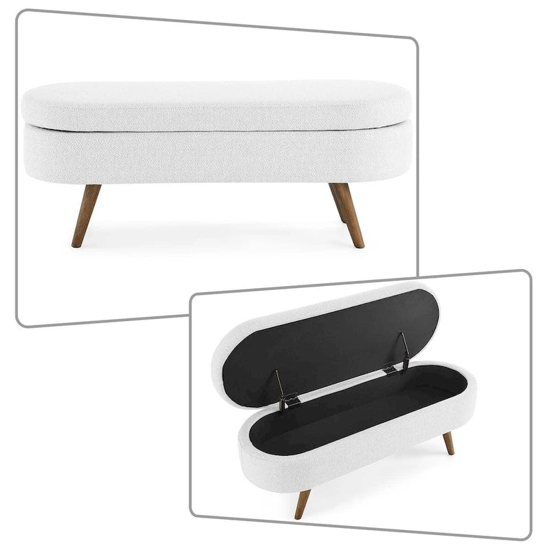 Banc de rangement capitonné en tissu de lin, style moderne et minimaliste, avec couvercle relevable