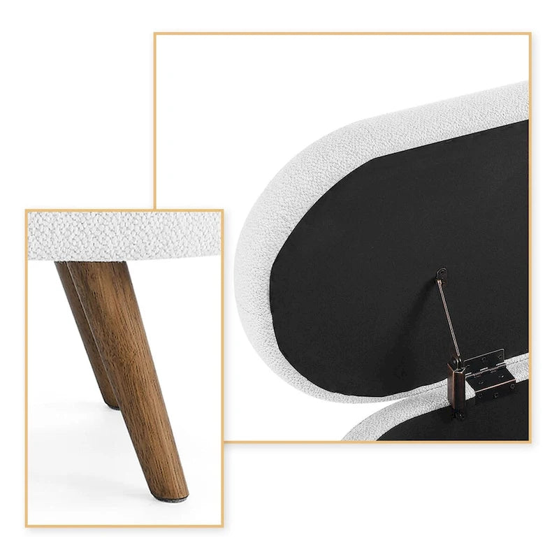 Banc de rangement capitonné en tissu de lin, style moderne et minimaliste, avec couvercle relevable