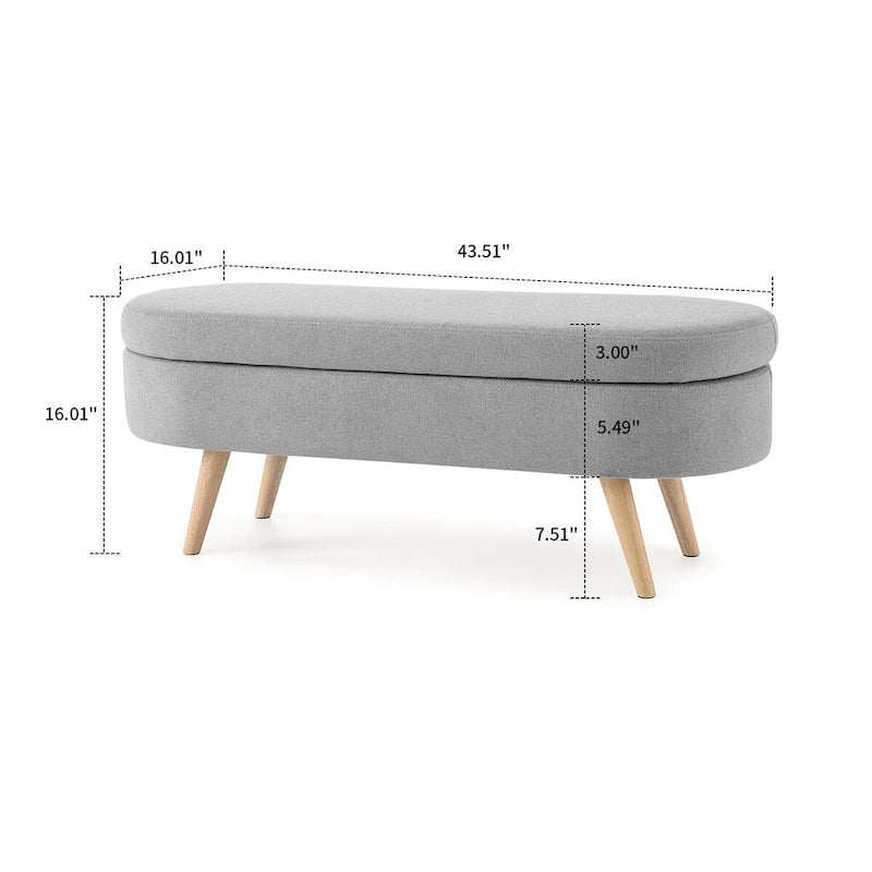 Banc de rangement capitonné en tissu de lin, style moderne et minimaliste, avec couvercle relevable
