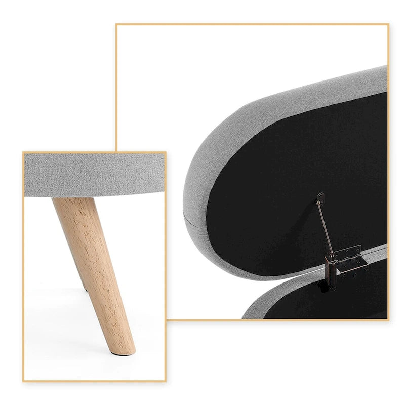 Banc de rangement capitonné en tissu de lin, style moderne et minimaliste, avec couvercle relevable