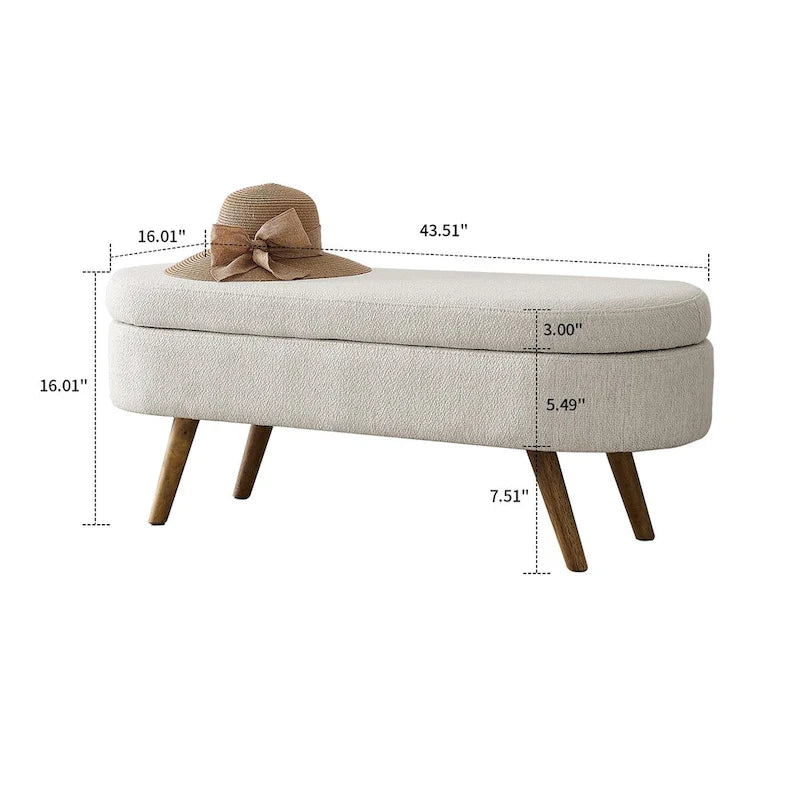 Banc de rangement capitonné en tissu de lin, style moderne et minimaliste, avec couvercle relevable