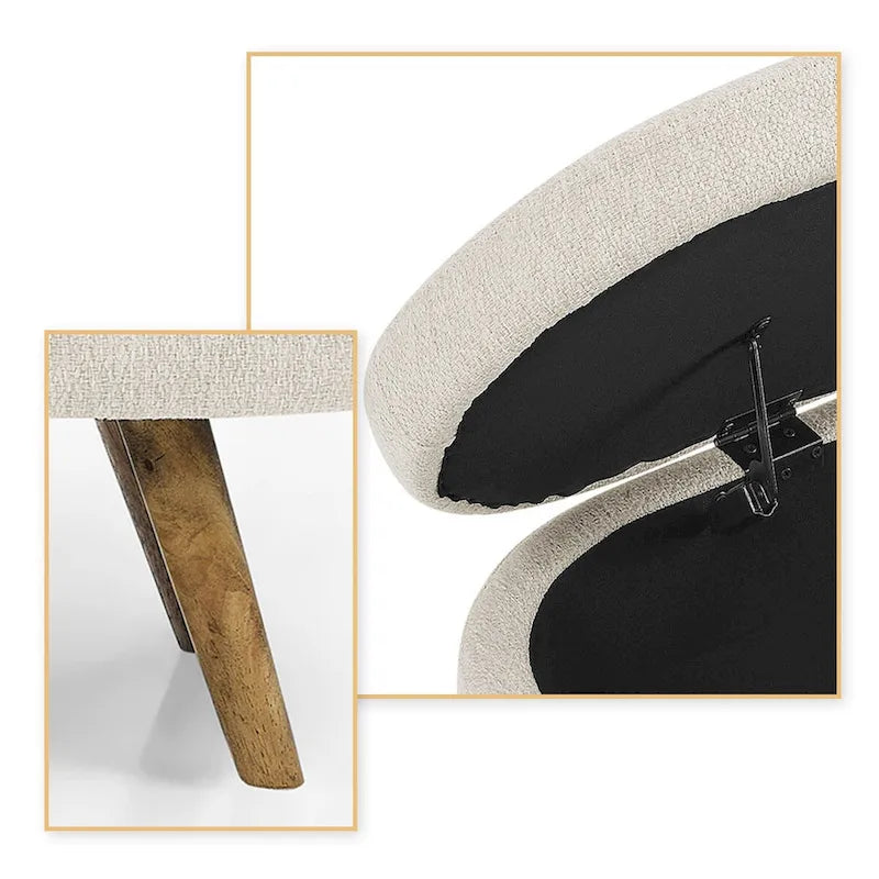 Banc de rangement capitonné en tissu de lin, style moderne et minimaliste, avec couvercle relevable