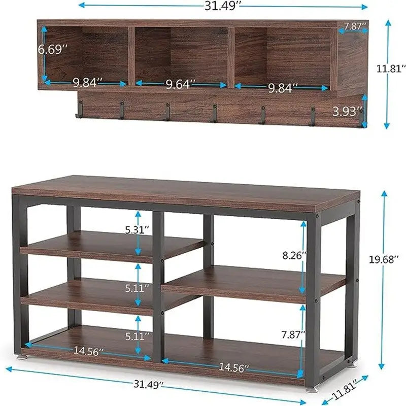 Banc à chaussures 3 casiers de rangement - 11,81 x 35,43 x 72