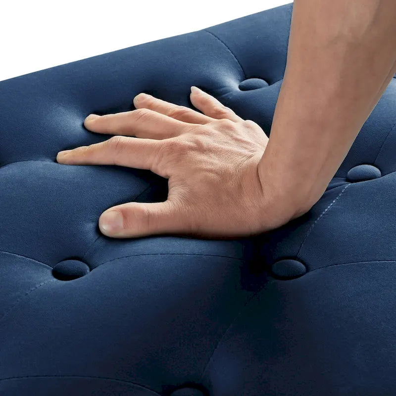Banc de rangement capitonné avec garniture cloutée, assise rembourrée douce avec accoudoirs pour entrée ou salon, banc de lit
