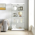 Vitrine en verre à 4 niveaux, armoire en verre à double porte, quatre compartiments, deux serrures, sur pied pour salon et bureau