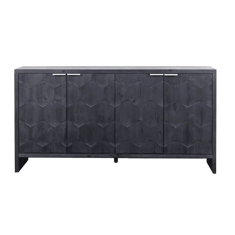 Meuble d'appoint style ferme, buffet en bois à 4 portes, desserte de salle à manger, armoire de rangement