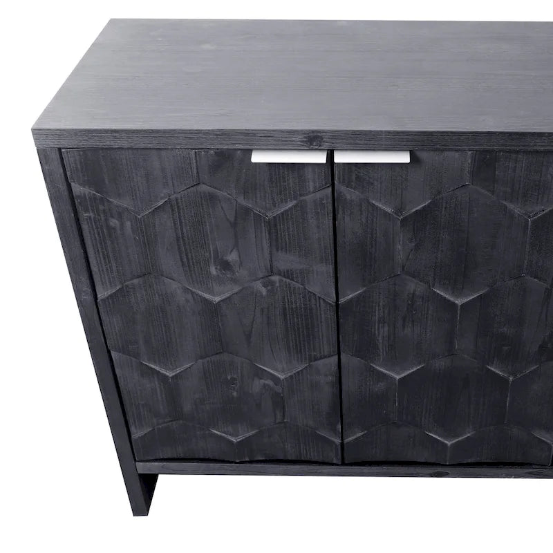 Meuble d'appoint style ferme, buffet en bois à 4 portes, desserte de salle à manger, armoire de rangement
