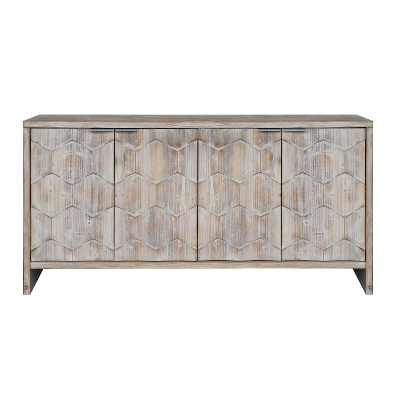 Meuble d'appoint style ferme, buffet en bois à 4 portes, desserte de salle à manger, armoire de rangement
