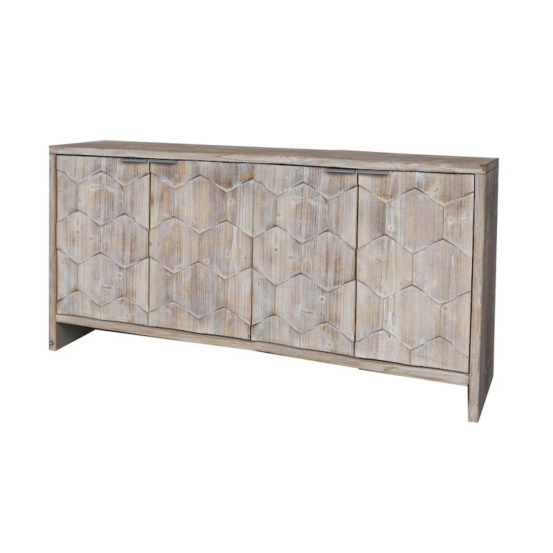 Meuble d'appoint style ferme, buffet en bois à 4 portes, desserte de salle à manger, armoire de rangement
