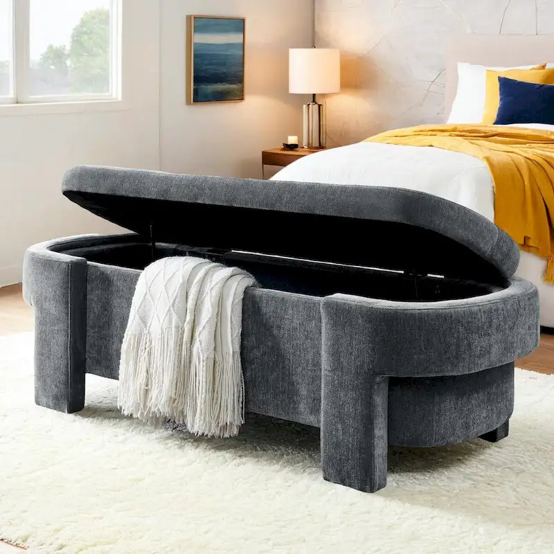 Banc Rembourré avec Grand Espace de RangementBancs Ottomans de Rangement Modernes, pour le Salon, l'Entrée et la Chambre à Coucher
