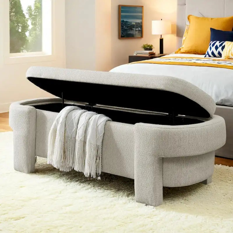 Banc Rembourré avec Grand Espace de RangementBancs Ottomans de Rangement Modernes, pour le Salon, l'Entrée et la Chambre à Coucher