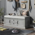 Banc de rangement avec 2 tiroirs et 2 placards, Banc à chaussures avec coussin amovible pour salon, entrée