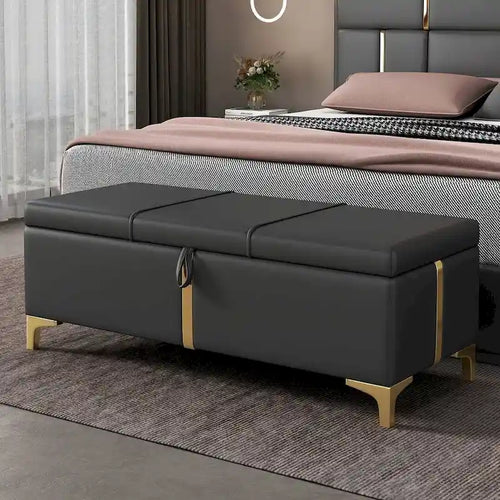 47.20 Upholstered Storage PU Bench with Fully Assembled Metal Legs