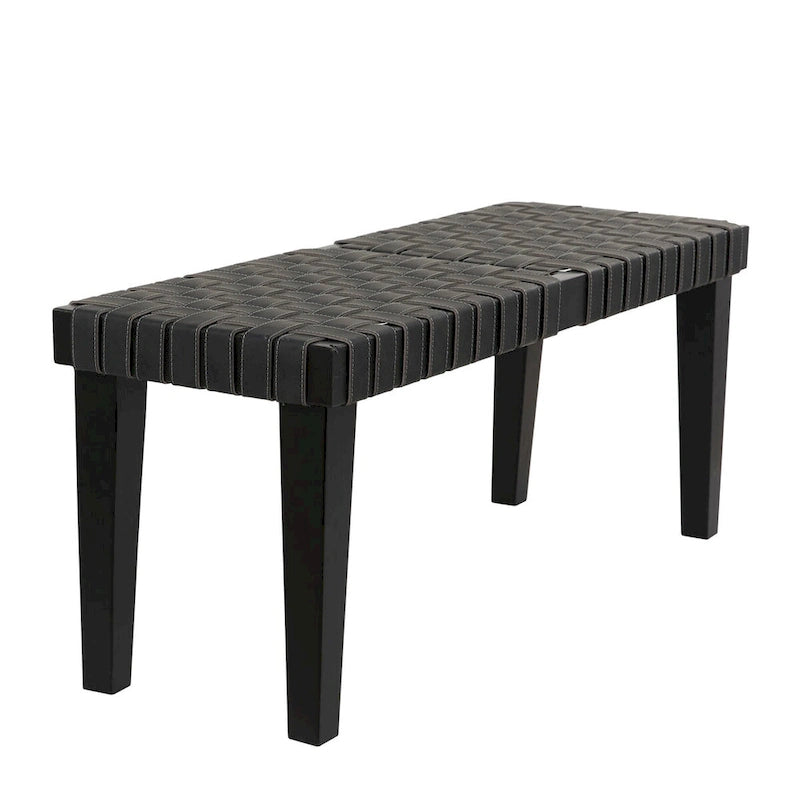Banc tissé en bois - Noir ou Marron - Roche River Decor