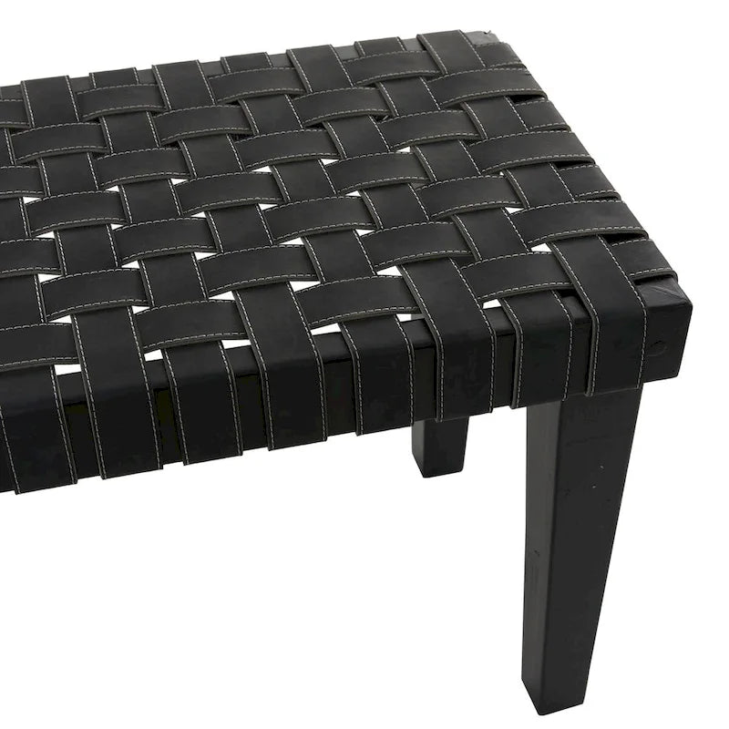 Banc tissé en bois - Noir ou Marron - Roche River Decor
