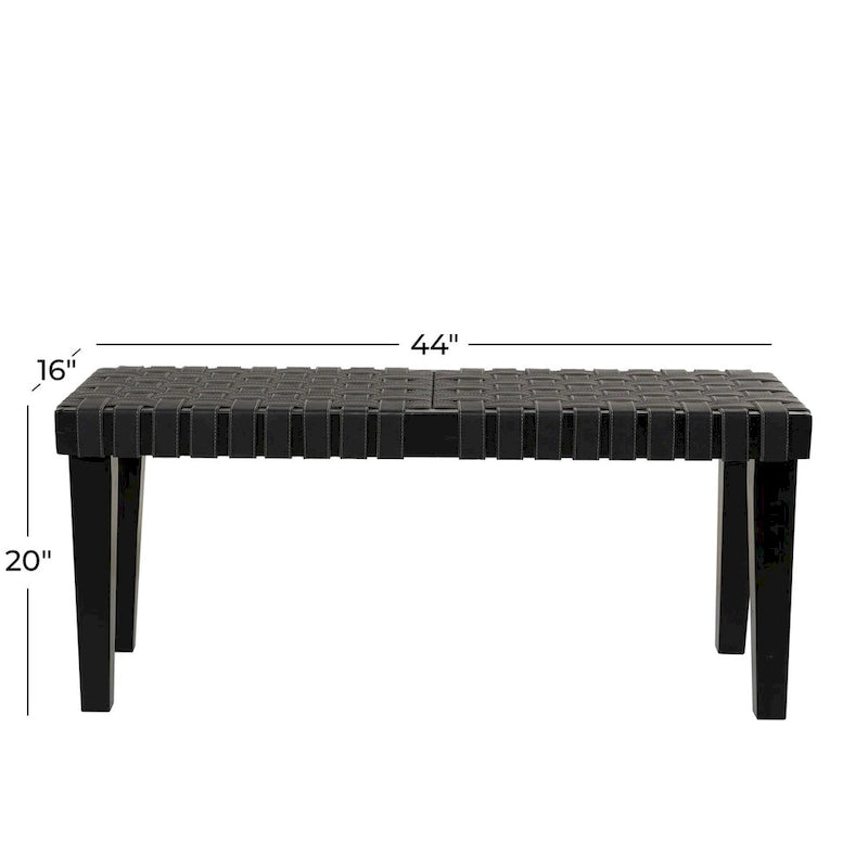 Banc tissé en bois - Noir ou Marron - Roche River Decor