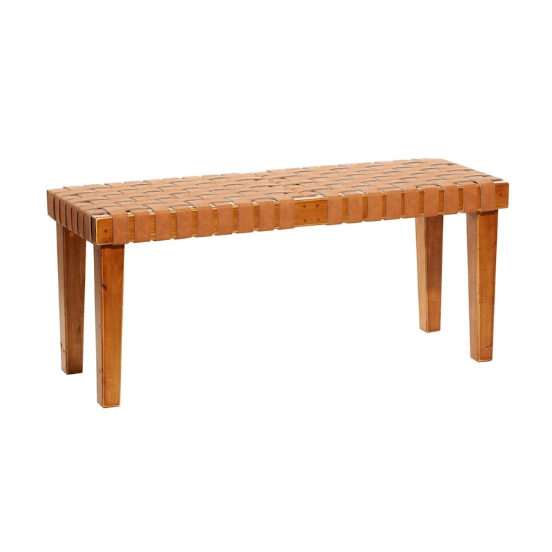 Banc tissé en bois - Noir ou Marron - Roche River Decor
