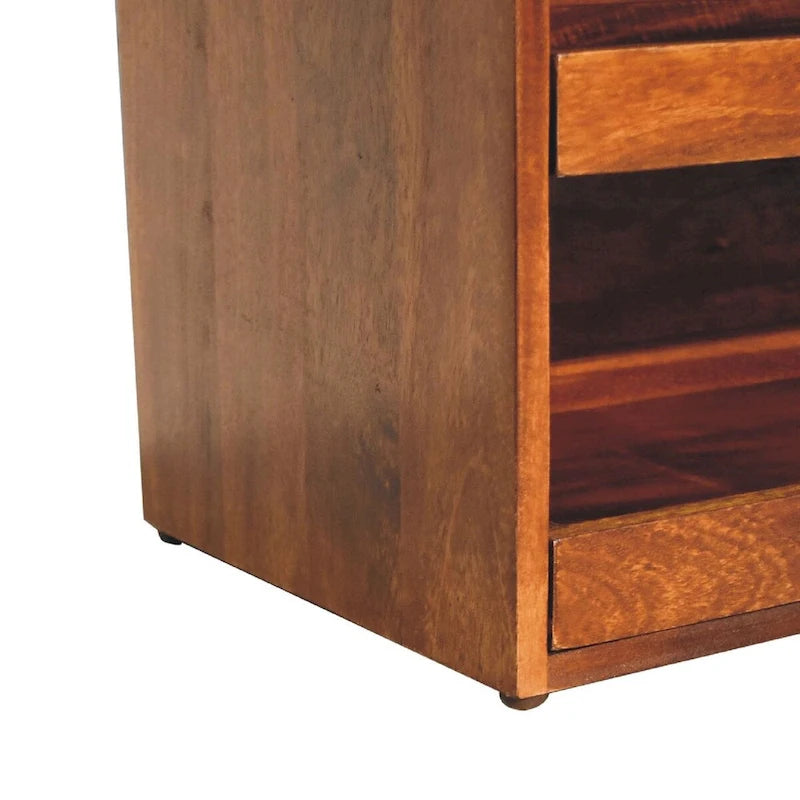 Banc de rangement pour chaussures en cuir de buffle marron à tirer
