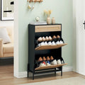 Meuble de rangement pour chaussures en rotin naturel, 2 portes basculantes et 1 tiroir