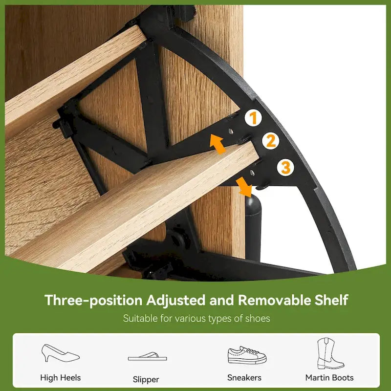 Meuble de rangement pour chaussures en rotin naturel, 2 portes basculantes et 1 tiroir