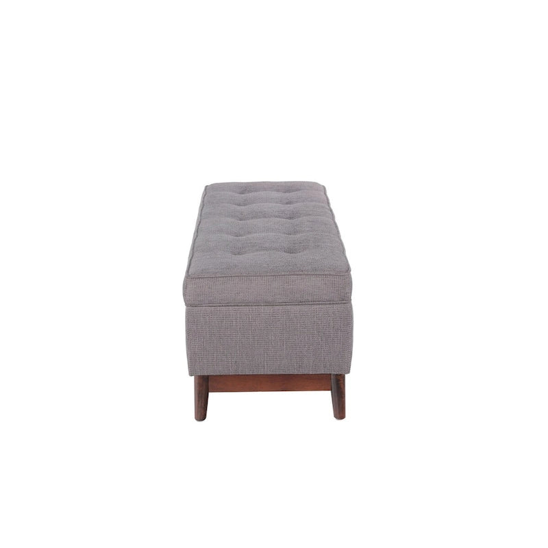 Pouffe de rangement tufté Brooke avec garniture en bois de style transitionnel