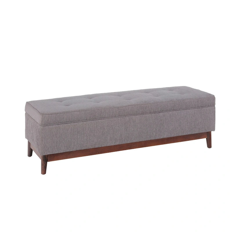 Pouffe de rangement tufté Brooke avec garniture en bois de style transitionnel