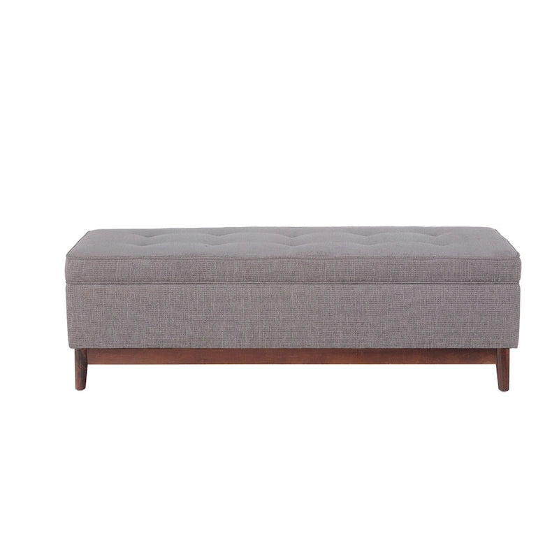 Pouffe de rangement tufté Brooke avec garniture en bois de style transitionnel