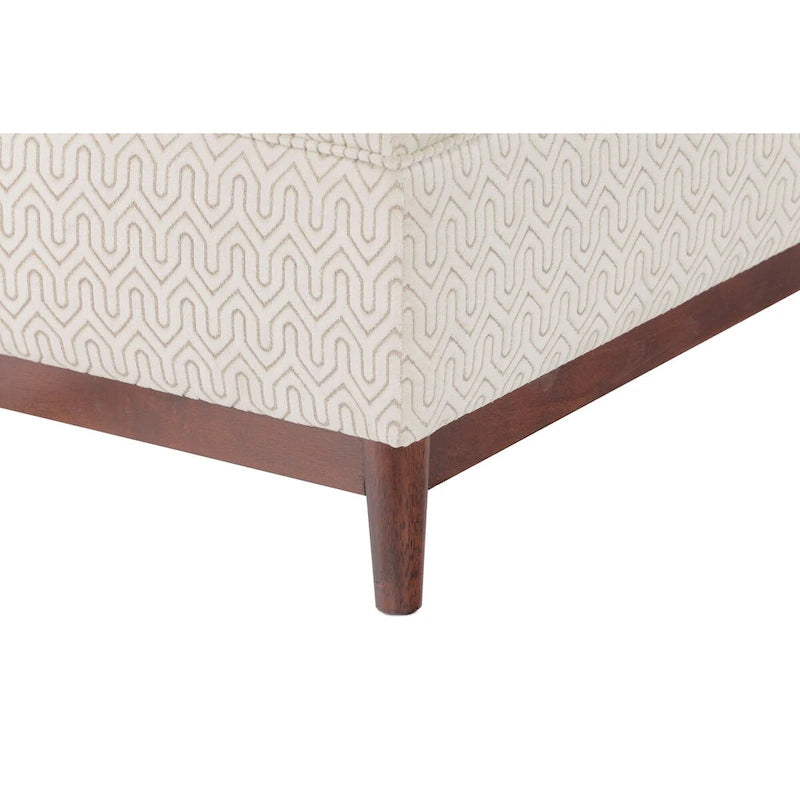 Pouffe de rangement tufté Brooke avec garniture en bois de style transitionnel