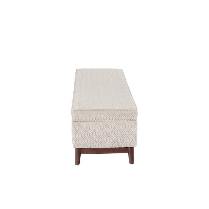 Pouffe de rangement tufté Brooke avec garniture en bois de style transitionnel