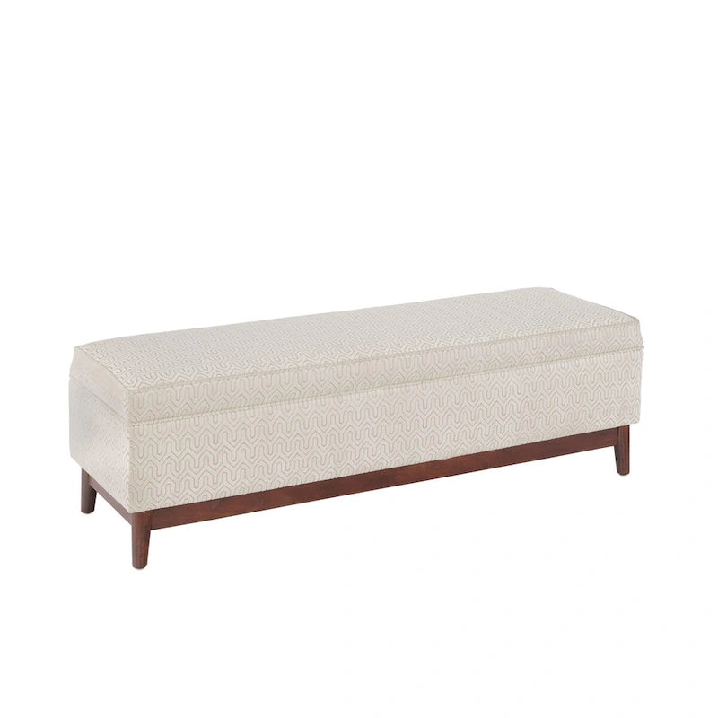 Pouffe de rangement tufté Brooke avec garniture en bois de style transitionnel