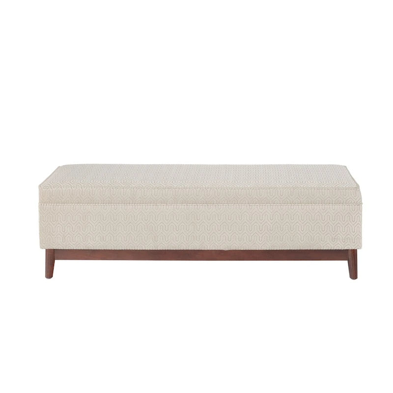 Pouffe de rangement tufté Brooke avec garniture en bois de style transitionnel