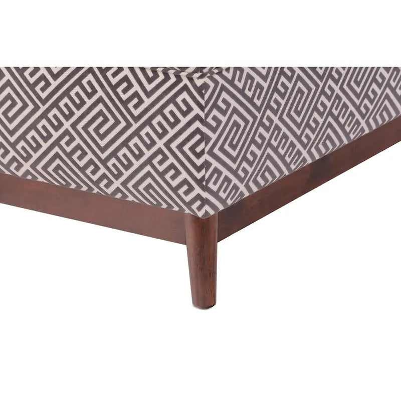 Pouffe de rangement tufté Brooke avec garniture en bois de style transitionnel