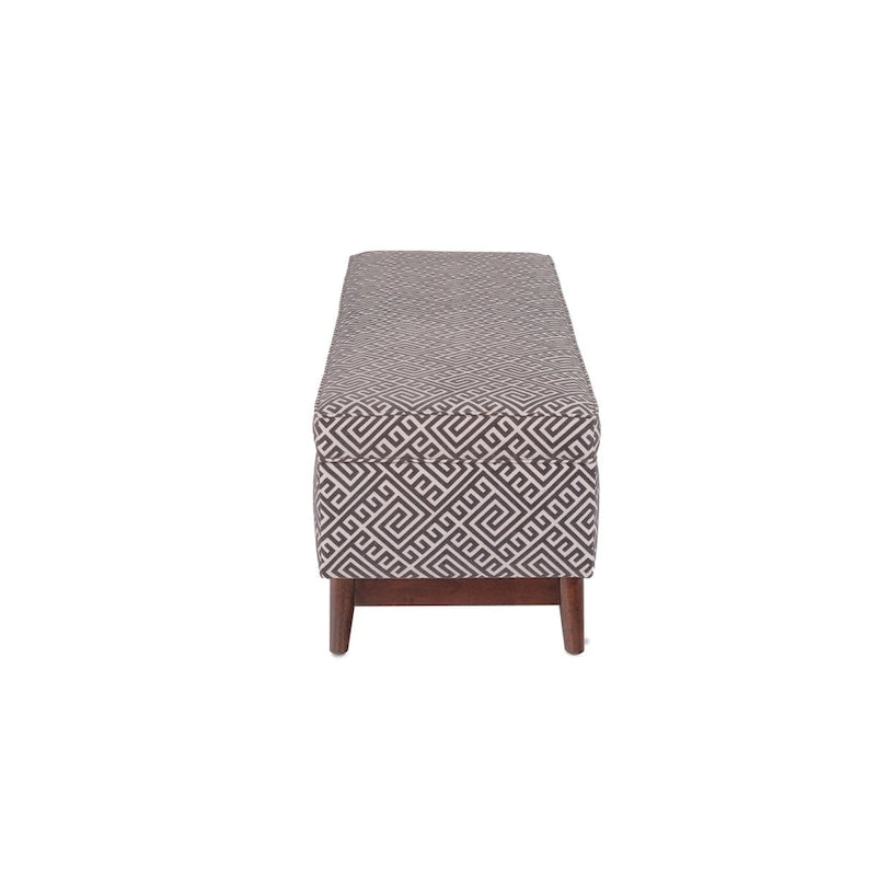 Pouffe de rangement tufté Brooke avec garniture en bois de style transitionnel
