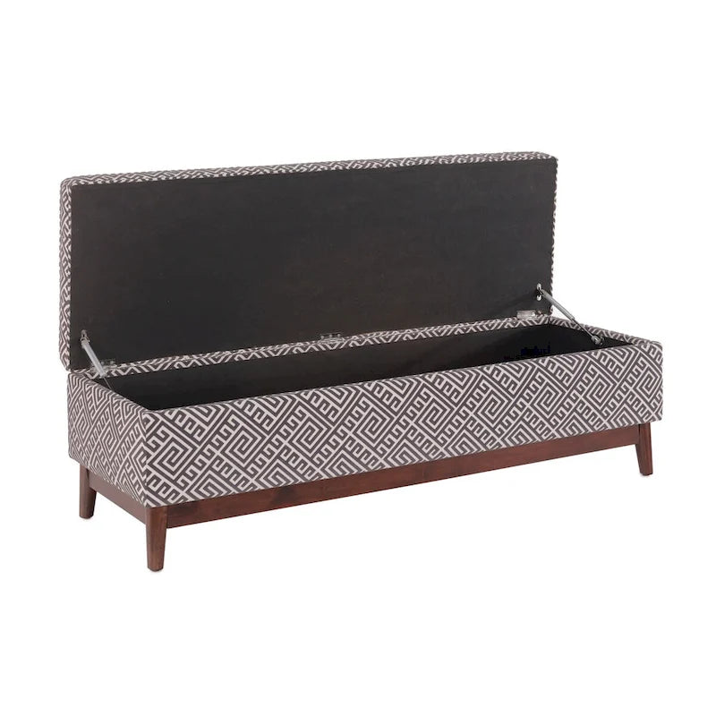 Pouffe de rangement tufté Brooke avec garniture en bois de style transitionnel