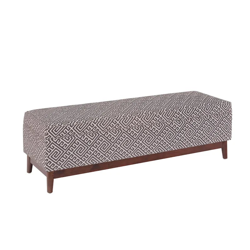 Pouffe de rangement tufté Brooke avec garniture en bois de style transitionnel