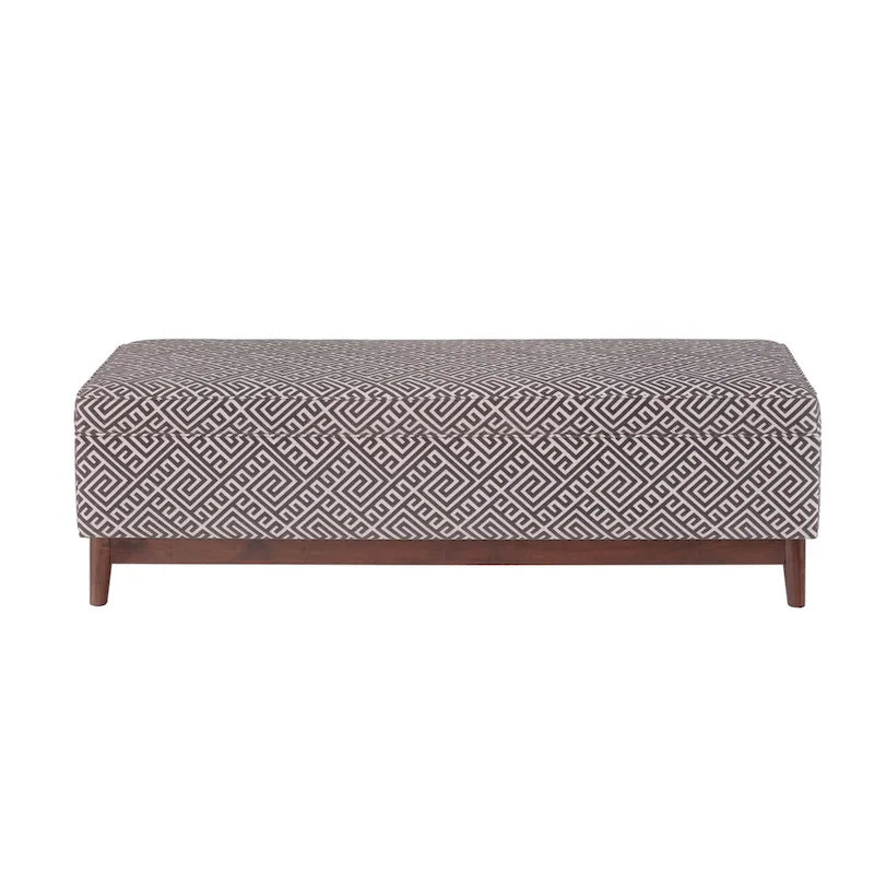 Pouffe de rangement tufté Brooke avec garniture en bois de style transitionnel