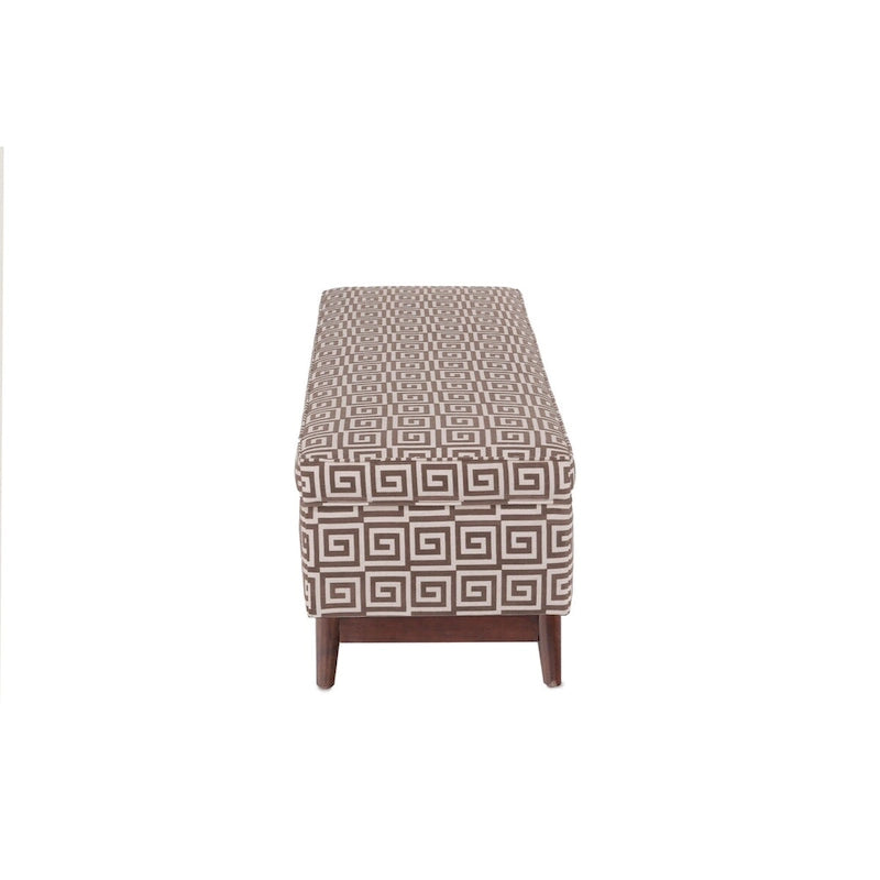Pouffe de rangement tufté Brooke avec garniture en bois de style transitionnel