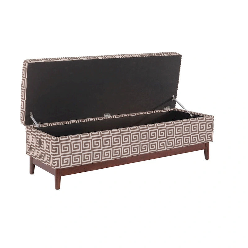 Pouffe de rangement tufté Brooke avec garniture en bois de style transitionnel