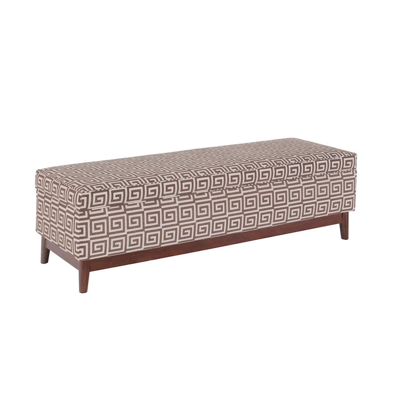 Pouffe de rangement tufté Brooke avec garniture en bois de style transitionnel