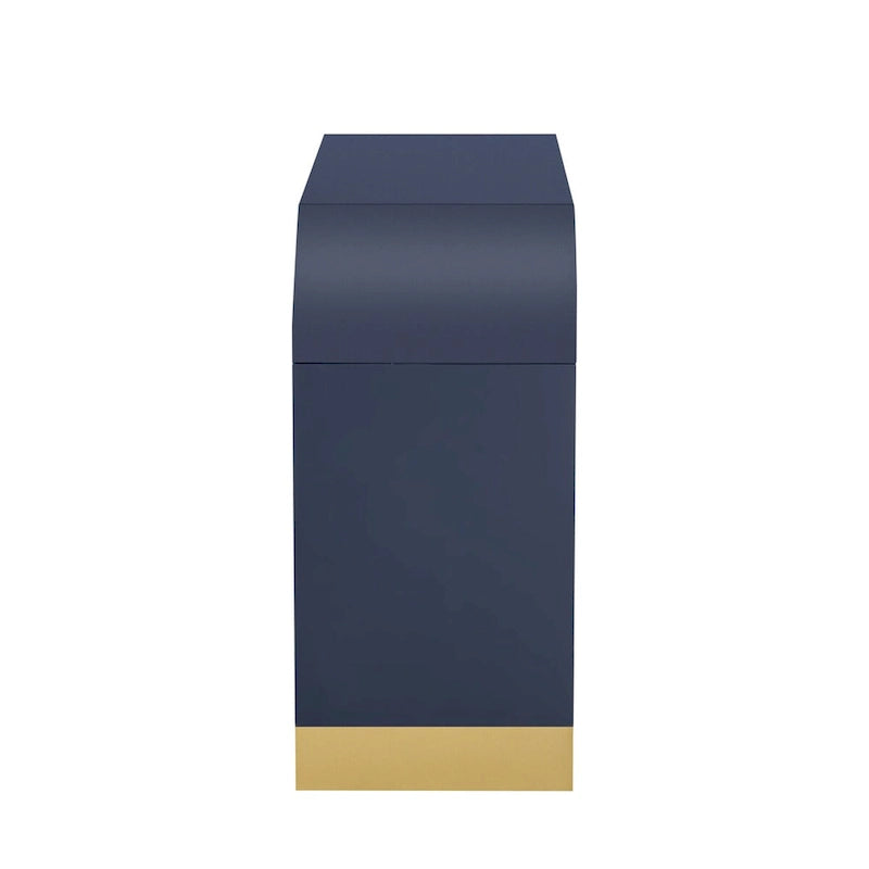 Armoire à 4 portes avec façade ondulée et design incurvé, dotée d'étagères réglables, adaptée au bureau, au salon et à l'entrée.
