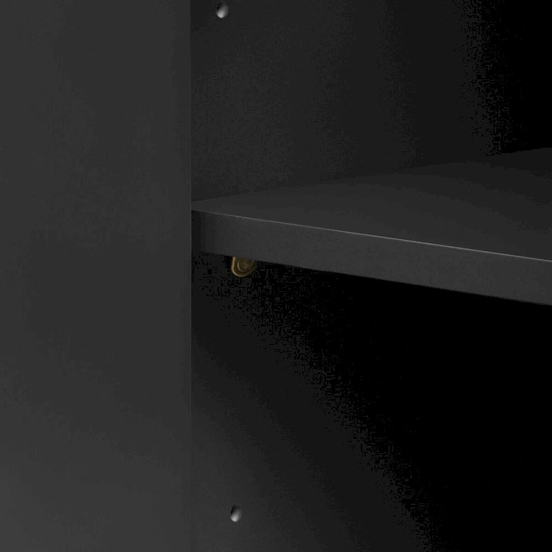 Armoire à 4 portes avec façade ondulée et design incurvé, dotée d'étagères réglables, adaptée au bureau, au salon et à l'entrée.