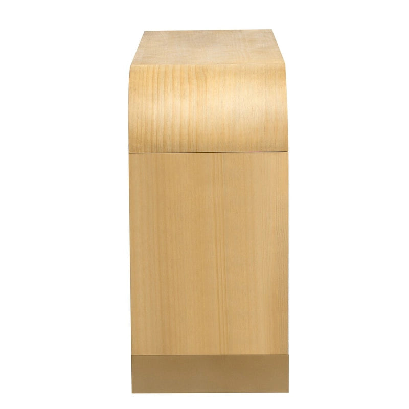 Armoire à 4 portes avec façade ondulée et design incurvé, dotée d'étagères réglables, adaptée au bureau, au salon et à l'entrée.