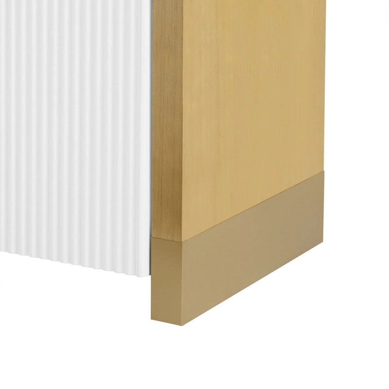 Armoire à 4 portes avec façade ondulée et design incurvé, dotée d'étagères réglables, adaptée au bureau, au salon et à l'entrée.