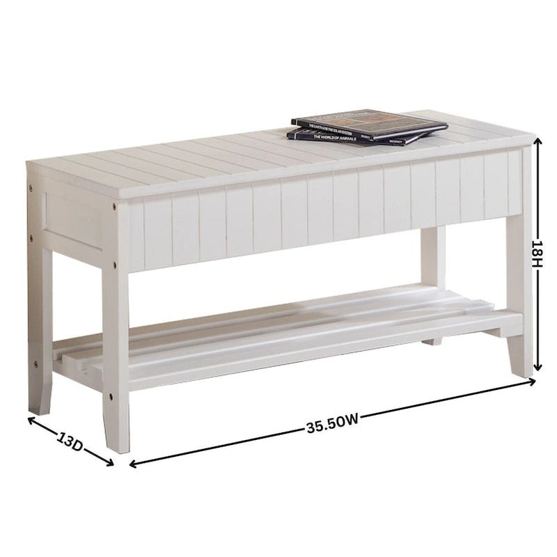 Banc à chaussures en bois massif avec rangement