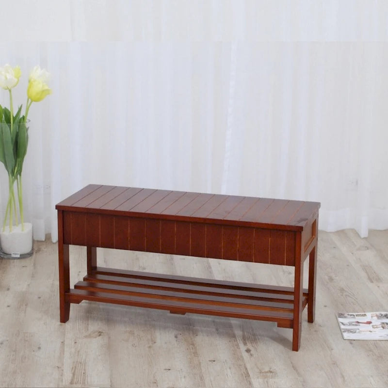 Banc à chaussures en bois massif avec rangement