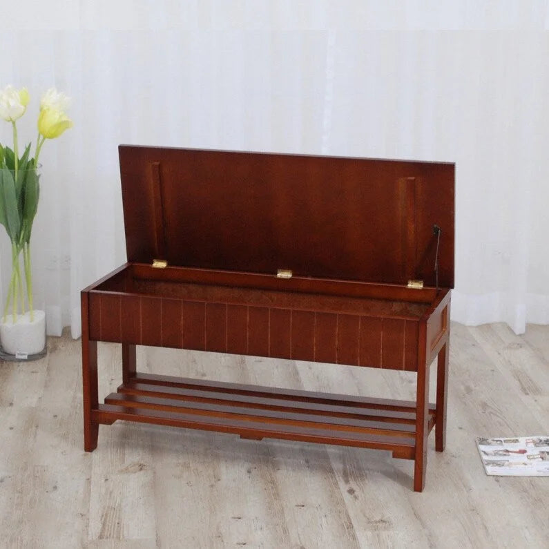 Banc à chaussures en bois massif avec rangement