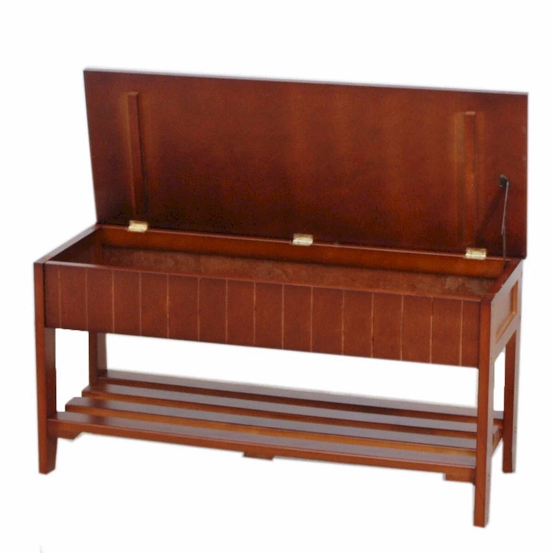 Banc à chaussures en bois massif avec rangement
