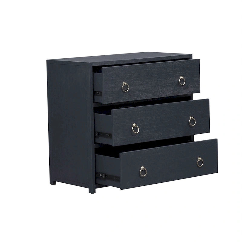 Meuble d'appoint East End en denim brossé, blanc et noir